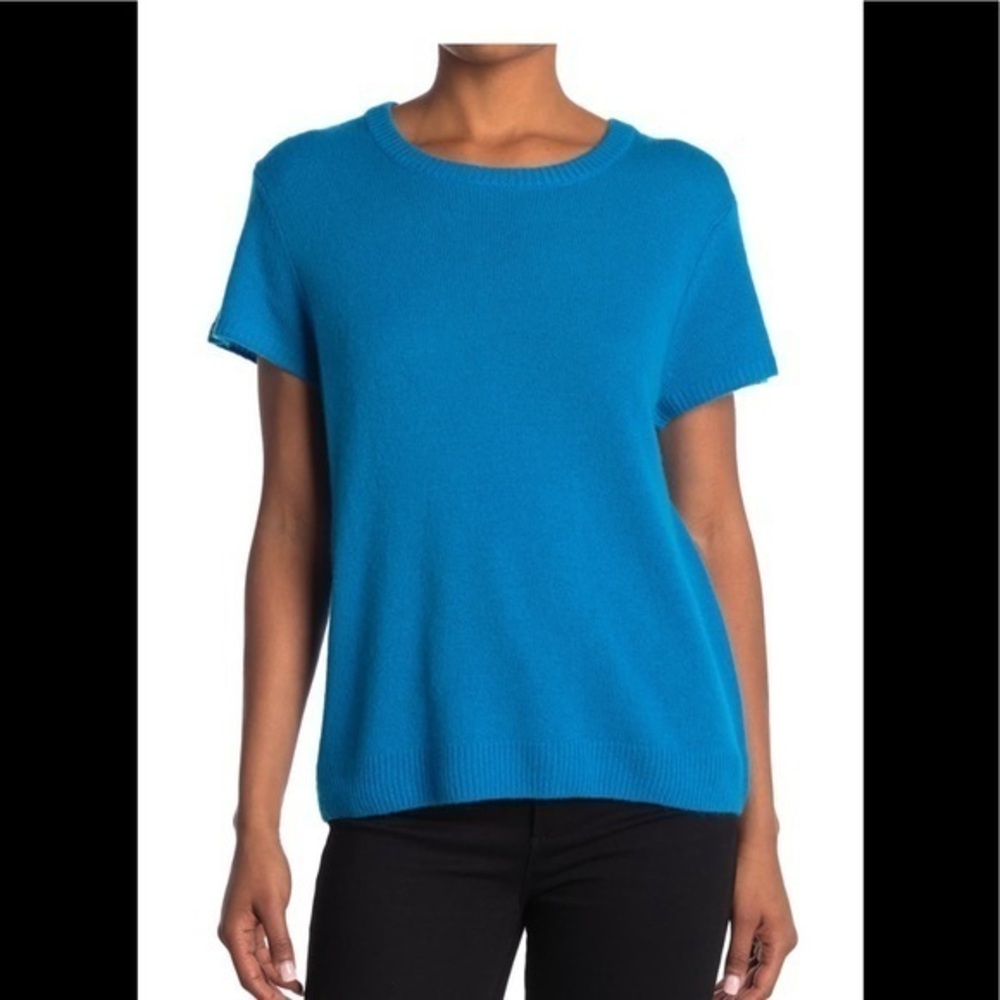 NWT-525 America 100% Cashmere Short-Sleeve Sweater